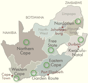 Übersichtskarte Südafrika