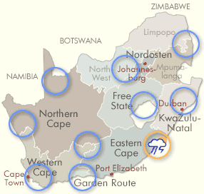 Eastern Cape Klima- und Reisewetter-Karte 