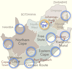 Johannesburg Klima- und Reisewetter-Karte