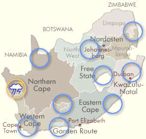 Namaqualand Klima- und Reisewetter-Karte 