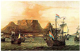 Schiffe in der Tafelbucht um 1700, Gemälde